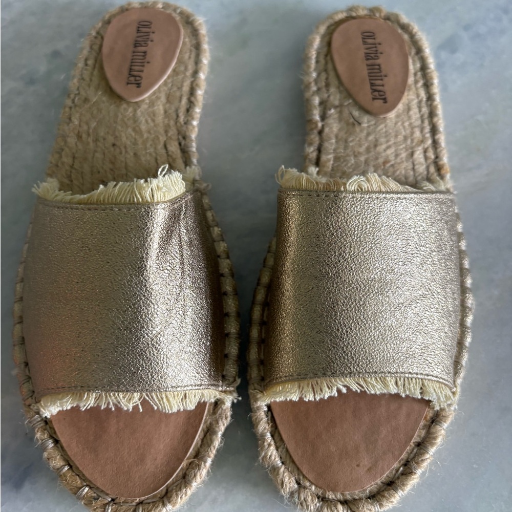 Olivia Miller Metallic Gold Espadrille Slides